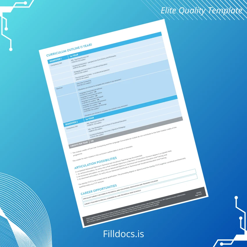 Fillable Canada Advanced Diploma in Technical and Vocational Teaching Template page 3 Page Preview - FillDocs