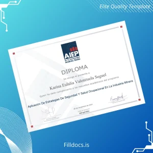Fillable Chile AIEP de la Universidad Andrés Bello Diploma in Application of Safety and Occupational Health Strategies in the Mining Industry Template Preview - FillDocs