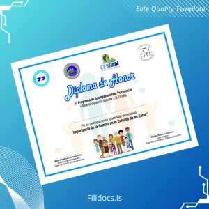Fillable Chile CESFAM Cerrillos de Tamaya Honorary Diploma Template Preview - FillDocs