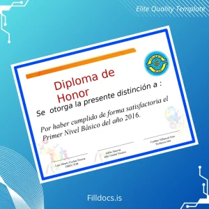 Fillable Chile Colegio Alain Honor Diploma Template Template Preview - FillDocs