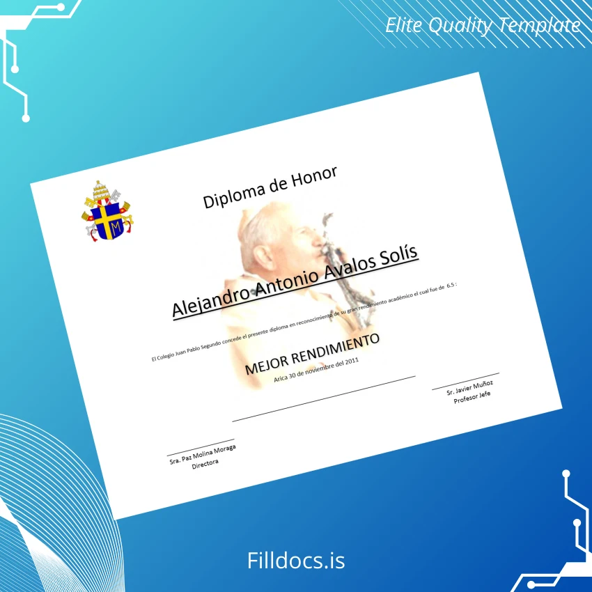 Fillable Chile Colegio Juan Pablo Segundo Honor Diploma Template page 6 Page Preview - FillDocs