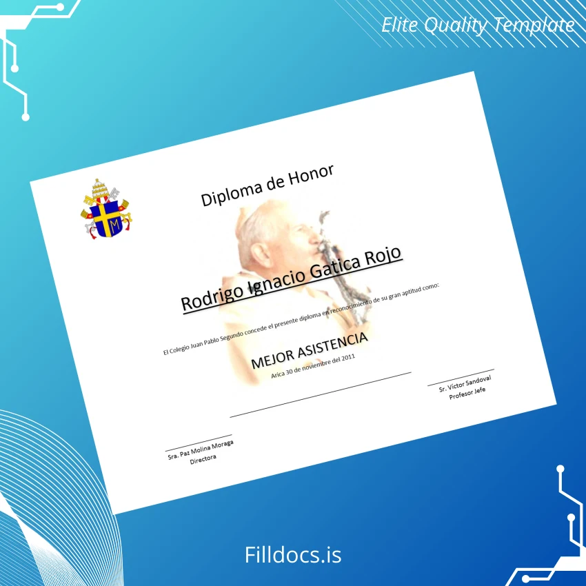 Fillable Chile Colegio Juan Pablo Segundo Honor Diploma Template page 7 Page Preview - FillDocs