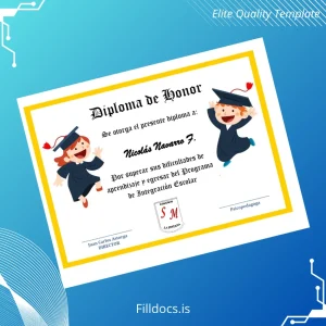 Fillable Chile Colegio La Pintana Honor Diploma Template Template Preview - FillDocs