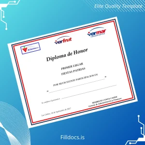 Fillable Chile Diploma of Honor in Fiestas Patrias Template Template Preview - FillDocs