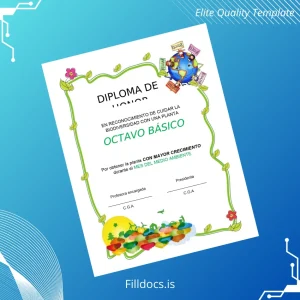 Fillable Chile Diploma of Honor in Recognition of Caring for Biodiversity Template Preview - FillDocs