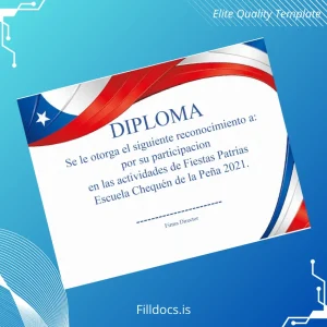 Fillable Chile Escuela Chequén de la Peña Diploma Template Template Preview - FillDocs