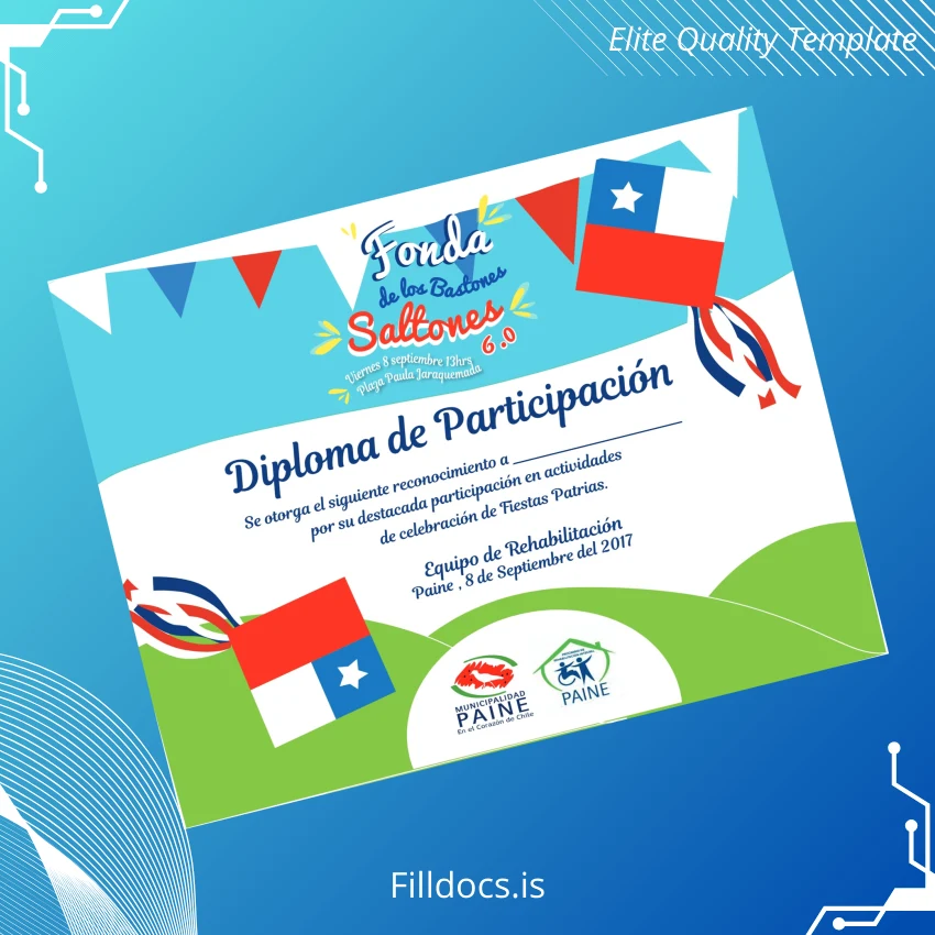 Fillable Chile Municipality of Paine Participation Diploma Template Template Preview - FillDocs