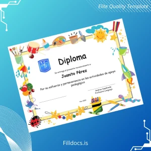 Fillable Chile Santo Domingo School Educational Recognition Diploma Template Preview - FillDocs