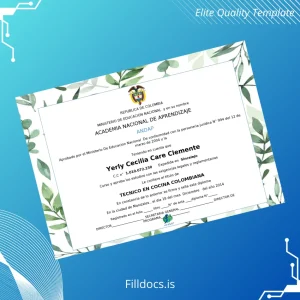 Fillable Colombia Academia Nacional de Aprendizaje Técnico en Cocina Colombiana Template Template Preview - FillDocs