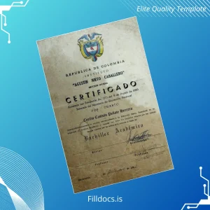 Fillable Colombia Agustin Nieto Caballero Institute High School Diploma Template Preview - FillDocs