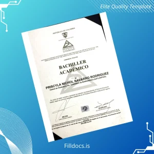 Fillable Colombia Barranquilla Technical High School Academic Bachelor Certificate Template Preview - FillDocs
