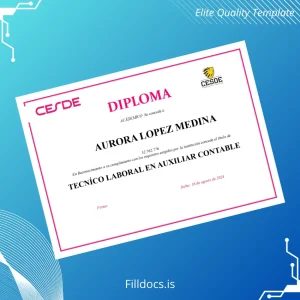 Fillable Colombia CESDE Technician in Accounting Diploma Template Template Preview - FillDocs