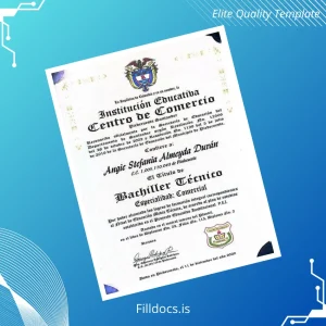 Fillable Colombia Centro de Comercio Technical Bachelor Diploma Template Template Preview - FillDocs