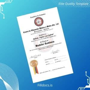 Fillable Colombia Centro de Educación Básica y Media No. 120 High School Diploma Template Preview - FillDocs