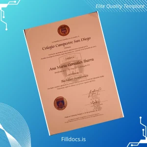 Fillable Colombia Colegio Campestre San Diego High School Diploma Template Preview - FillDocs