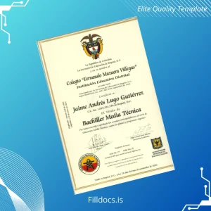 Fillable Colombia Colegio Fernando Mazuera Villegas High School Diploma Template Preview - FillDocs