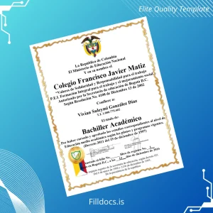 Fillable Colombia Colegio Francisco Javier Matiz Bachiller Académico Template Template Preview - FillDocs