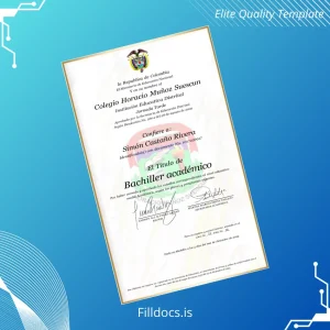 Fillable Colombia Colegio Horacio Muñoz Suescun Academic Bachelor Diploma Template Template Preview - FillDocs