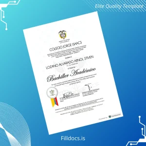Fillable Colombia Colegio Jorge Isaacs High School Diploma Template Preview - FillDocs