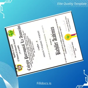 Fillable Colombia Colegio Parroquial La Asunción High School Diploma Template Preview - FillDocs