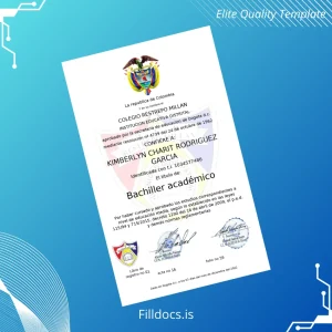 Fillable Colombia Colegio Restrepo Millán High School Diploma Template Preview - FillDocs