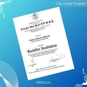 Fillable Colombia Colegio San José F.E.S.S.I. High School Diploma Template Preview - FillDocs