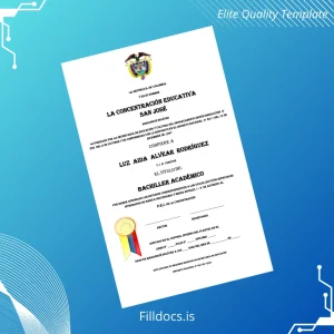 Fillable Colombia Concentración Educativa San José Academic Bachelor Diploma Template Preview - FillDocs