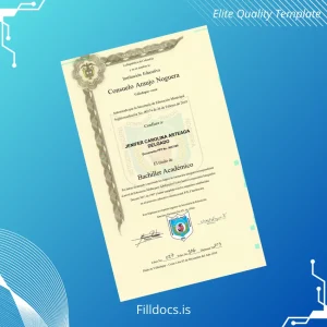 Fillable Colombia Consuelo Araujo Noguera Academic Bachelor Diploma Template Template Preview - FillDocs