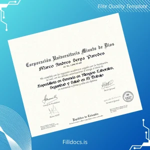 Fillable Colombia Corporación Universitaria Minuto de Dios Specialist in Management of Labor Risks, Safety, and Health at Work Template Template Preview - FillDocs