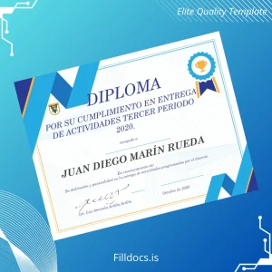 Fillable Colombia Diploma for Timely Submission of Activities 2020 Template Template Preview - FillDocs