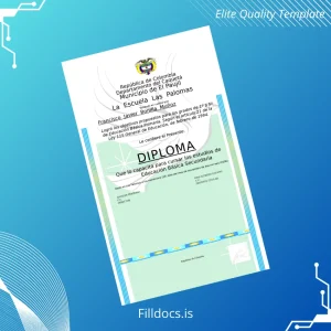 Fillable Colombia Escuela Las Palomas Primary Education Diploma Template Preview - FillDocs