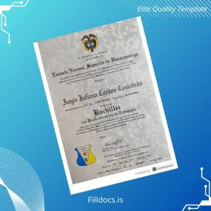 Fillable Colombia Escuela Normal Superior de Bucaramanga High School Diploma Template Preview - FillDocs
