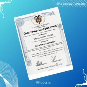 Fillable Colombia Gimnasio Guayacanes High School Diploma Template Preview - FillDocs