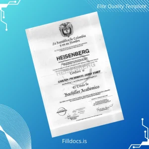 Fillable Colombia Heisenberg Academy High School Diploma Template Preview - FillDocs