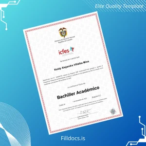 Fillable Colombia Icfes Academic High School Diploma Template Preview - FillDocs