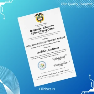 Fillable Colombia Institución Educativa Alfredo Posada Correa Academic Bachelor Degree Template Template Preview - FillDocs