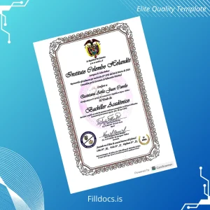 Fillable Colombia Instituto Colombo Holandés Academic Bachelor Diploma Template Template Preview - FillDocs