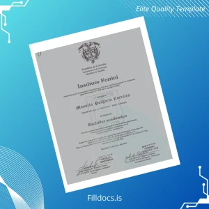 Fillable Colombia Instituto Fertini High School Diploma Template Preview - FillDocs