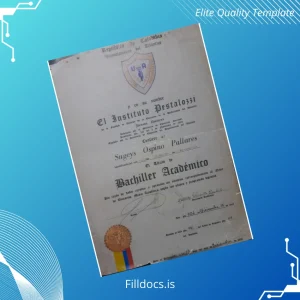 Fillable Colombia Instituto Pestalozzi Academic Bachelor Diploma Template Template Preview - FillDocs