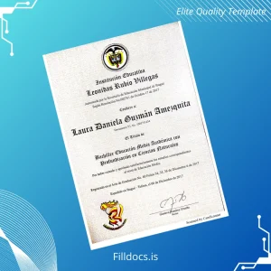 Fillable Colombia Leonidas Rubio Villegas Educational Institution Bachelor of Education with emphasis in Natural Sciences Certificate Template Preview - FillDocs