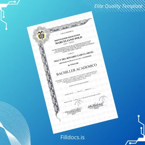Fillable Colombia Marceliano Polo Academic Bachelor Diploma Template Preview - FillDocs