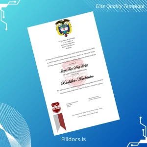 Fillable Colombia Marco Fidel Suarez High School Diploma Template Preview - FillDocs