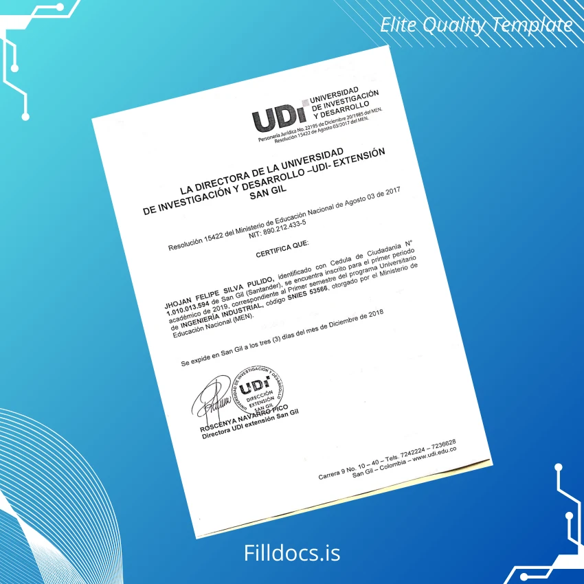 Fillable Colombia Nuestra Señora de la Presentación Technical School Technical High School Diploma page 3 Page Preview - FillDocs