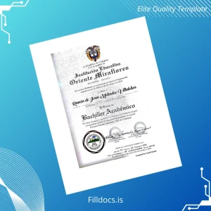 Fillable Colombia Oriente Miraflores Academic Bachelor Diploma Template Template Preview - FillDocs