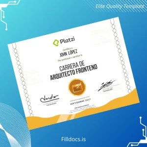Fillable Colombia Platzi Frontend Architect Diploma Template Preview - FillDocs