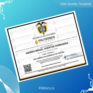 Fillable Colombia Politécnico de Colombia Diploma in Sales Management Template Preview - FillDocs