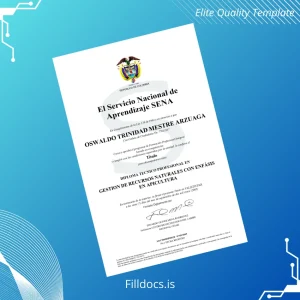 Fillable Colombia SENA Technical Diploma in Natural Resource Management with Emphasis in Beekeeping Template Preview - FillDocs