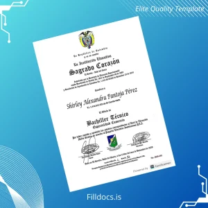 Fillable Colombia Sagrado Corazón Technical High School Diploma Template Preview - FillDocs
