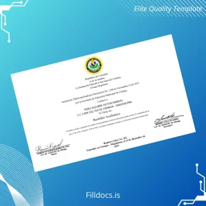 Fillable Colombia San Juan del Córdoba High School Diploma Template Preview - FillDocs