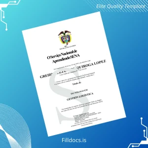 Fillable Colombia Servicio Nacional de Aprendizaje SENA Diploma in Logistics Management Template Preview - FillDocs